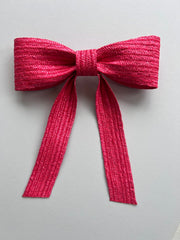 Small  straw bow machine stitched with red straw braid, also available in natural