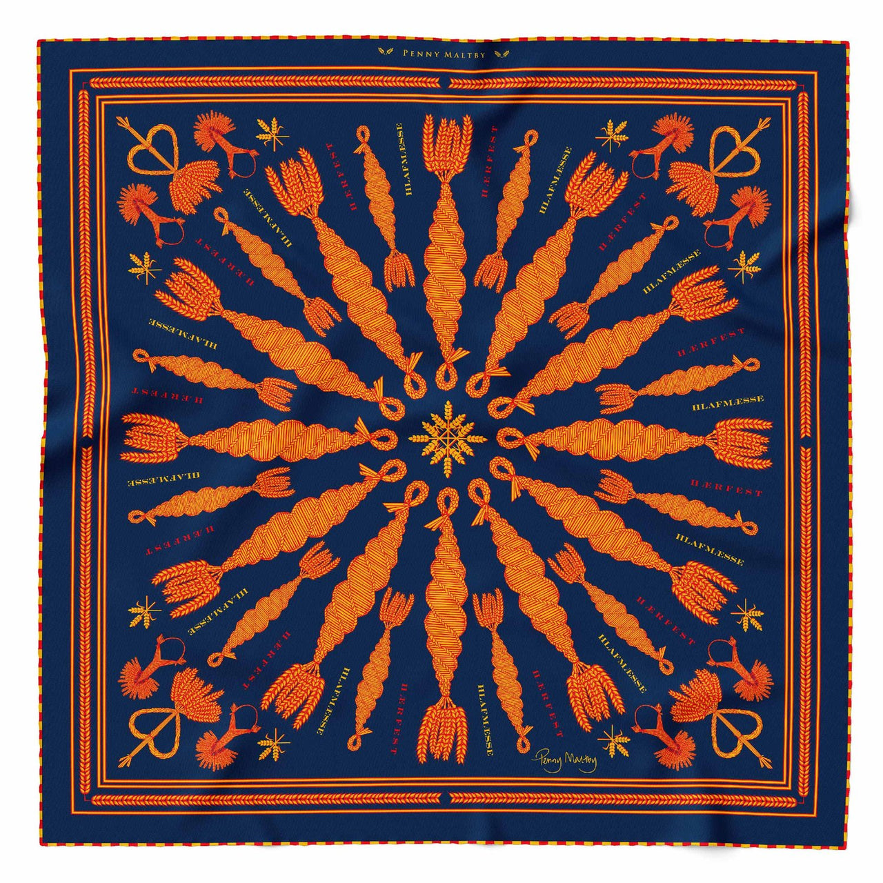 Spiral No. 2 Navy Silk Scarf 97 — Penny Maltby