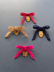 Straw brooch with vintage brass stamp
