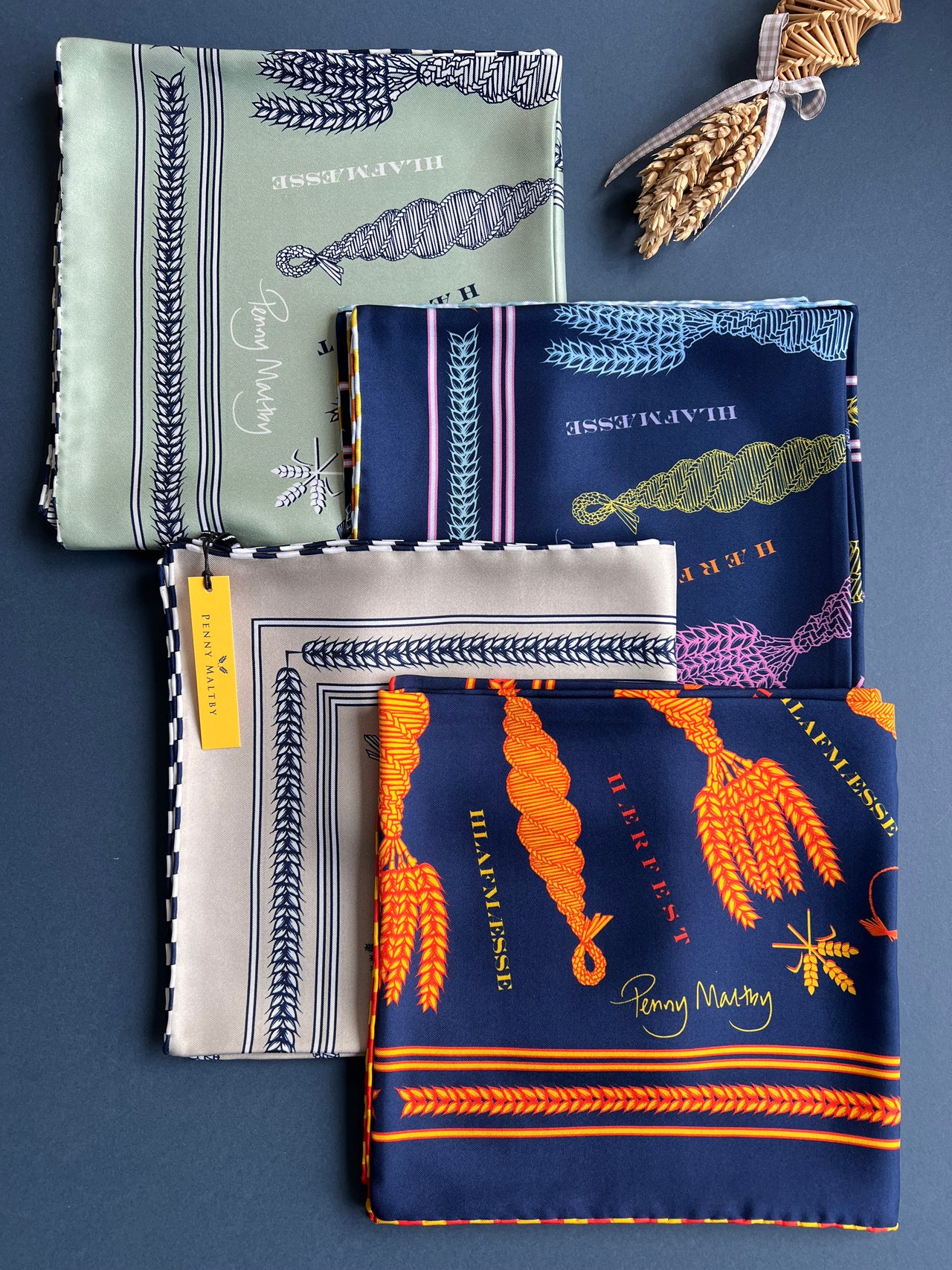 Spiral No. 2 Navy Silk Scarf 97 — Penny Maltby