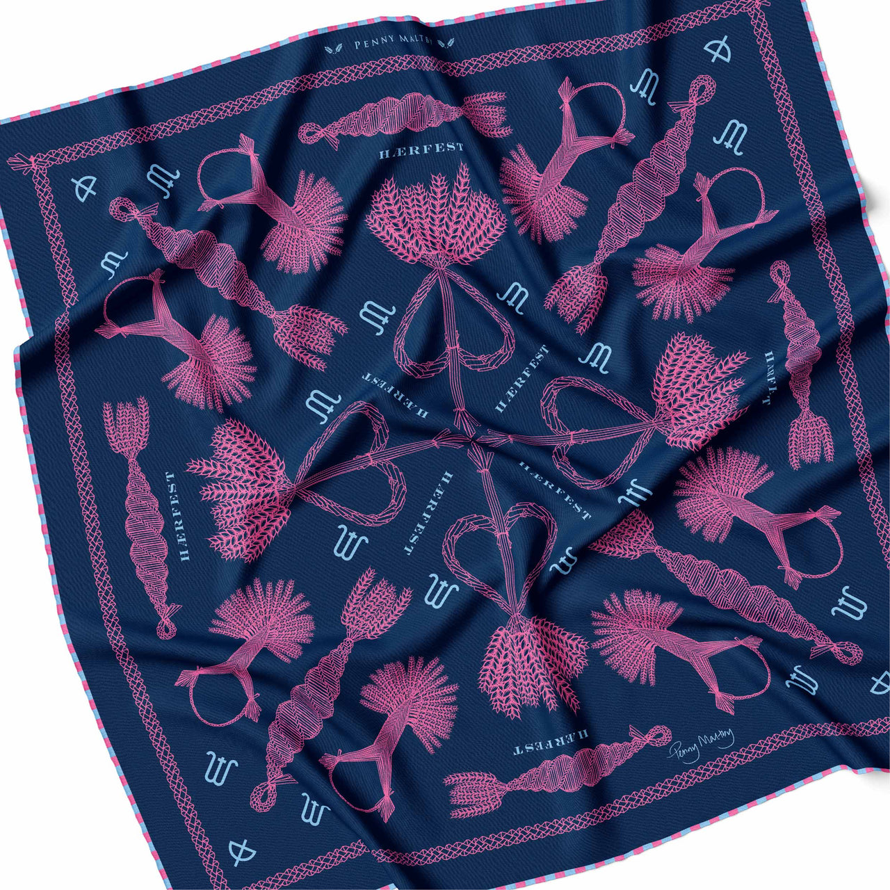 Single Mordiford Love Heart No. 1 Navy & Pink Silk Pocket Square 47
