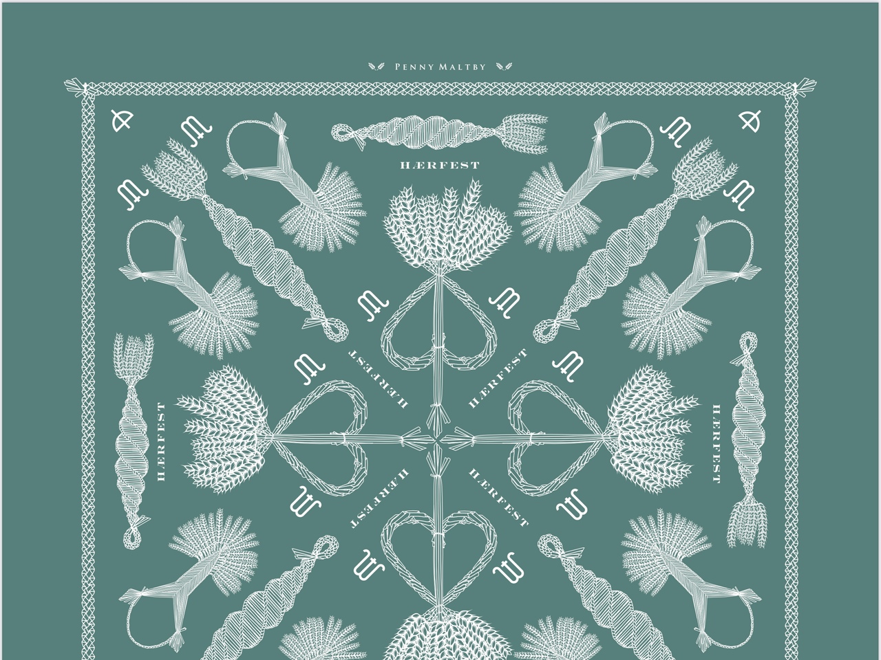 Single Mordiford Love Heart No. 1 Teal Cotton Bandana 55 x 55cm