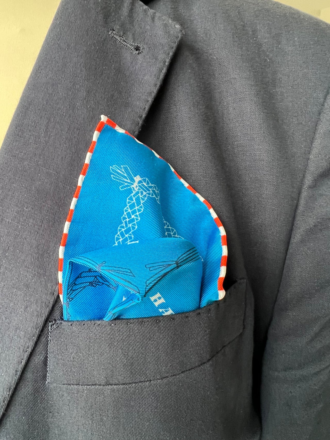 Single Mordiford Love Heart No. 1 Blue Silk Pocket Square 47