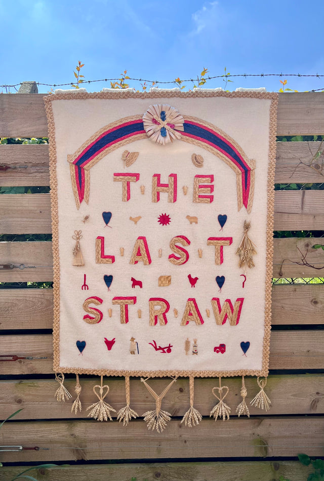 'The Last Straw', straw wall hanging by Penny Maltby. Nature Woven into Contemporary Practice exhibition. 
