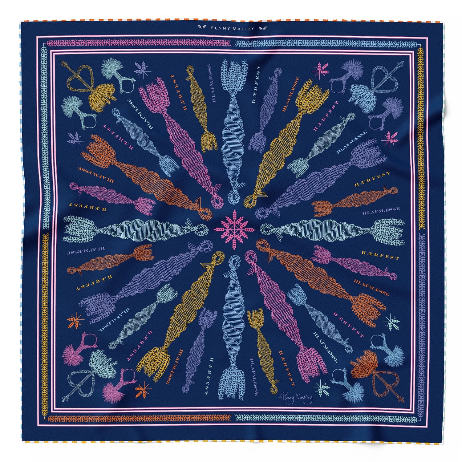 Navy and blue silk scarf